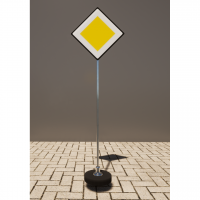 Знак дорожный "Главная дорога" 2.1 типоразмер 40 на стойке с основанием 3кг - fgospostavki.ru - Ижевск