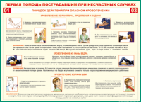 Таблица "Порядок действий при опасном кровотечении" (100х140 сантиметров, винил) - fgospostavki.ru - Ижевск