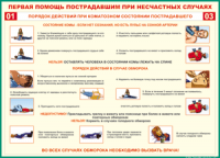 Таблица "Порядок действий при коматозном состоянии пострадавшего" (100х140 сантиметров, винил) - fgospostavki.ru - Ижевск