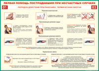 Таблица "Порядок действий при ранениях и термических ожогах" (100х140 сантиметров, винил) - fgospostavki.ru - Ижевск