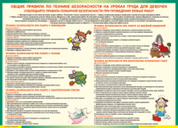 Таблица "Правила безопасности на уроках труда для девочек" (100х140 сантиметров, винил) - fgospostavki.ru - Ижевск