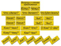 Набор магнитных карточек "Вопросы к членам предложения" (фон жёлтый) - fgospostavki.ru - Ижевск