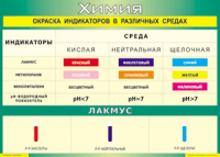 Таблица "Окраска индикаторов в различных средах" (100х140 сантиметров, винил) - fgospostavki.ru - Ижевск