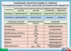 Таблица. Сравнение понятий изомер и гомолог. Функциональные группы классов органических веществ. - fgospostavki.ru - Ижевск