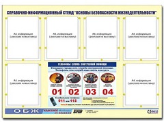 Стенд информационный "Основы безопасности жизнедеятельности" (80*110, 6 карманов) - fgospostavki.ru - Ижевск