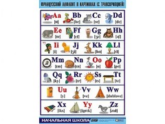 Таблица демонстрационная "Французский алфавит в картинках" (с транскрипцией) (винил 100*140) - fgospostavki.ru - Ижевск