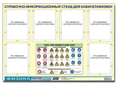 Стенд информационный "Правила техники безопасности в кабинете физики" (80х110, 6 карманов) - fgospostavki.ru - Ижевск