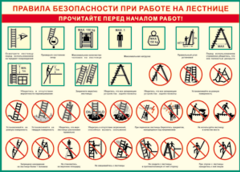 Таблица "Правила безопасности при работе на лестнице" (100х140 сантиметров, винил) - fgospostavki.ru - Ижевск