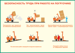 Таблица "Безопасность труда при работе на погрузчике" (100х140 сантиметров, винил) - fgospostavki.ru - Ижевск