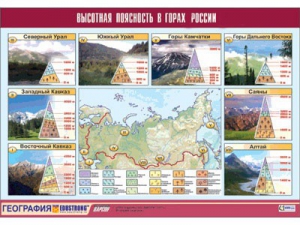 Таблица демонстрационная "Высотная поясность в горах России" (винил 70*100) - fgospostavki.ru - Ижевск