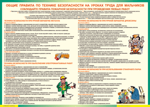 Таблица "Правила безопасности на уроках труда для мальчиков" (100х140 сантиметров, винил) - fgospostavki.ru - Ижевск