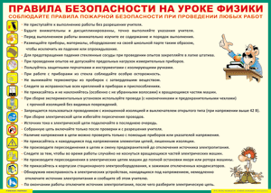 Таблица "Правила безопасности на уроке физики" (100х140 сантиметров, винил) - fgospostavki.ru - Ижевск