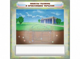 Магнитно-маркерная доска "Макеты убежищ и простейших укрытий" с комплектом фолий и тематических магнитов - fgospostavki.ru - Ижевск