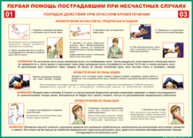 Таблица "Порядок действий при опасном кровотечении" (100х140 сантиметров, винил) - fgospostavki.ru - Ижевск