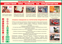 Таблица "Действия при пожаре на предприятии" (100х140 сантиметров, винил) - fgospostavki.ru - Ижевск