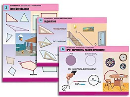 Комплект таблиц "Математика. Знакомство с геометрией" (6 таблиц, формат А1, ламинированные) - fgospostavki.ru - Ижевск
