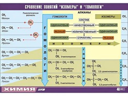 Таблица демонстрационная "Сравнение понятий изомер и гомолог" (винил 100x140) - fgospostavki.ru - Ижевск