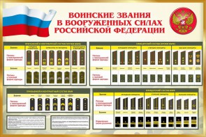 Стенд "Воинские звания в вооруженных силах РФ" - fgospostavki.ru - Ижевск