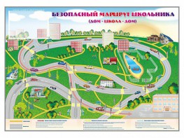 Магнитно-маркерная доска "Безопасный маршрут школьника (дом – школа – дом)" с комплектом тематических магнитов - fgospostavki.ru - Ижевск