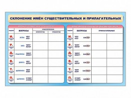 Фрагмент (демонстрационный) маркерный (двухсторонний) "Склонение имен существительных и прилагательных" - fgospostavki.ru - Ижевск